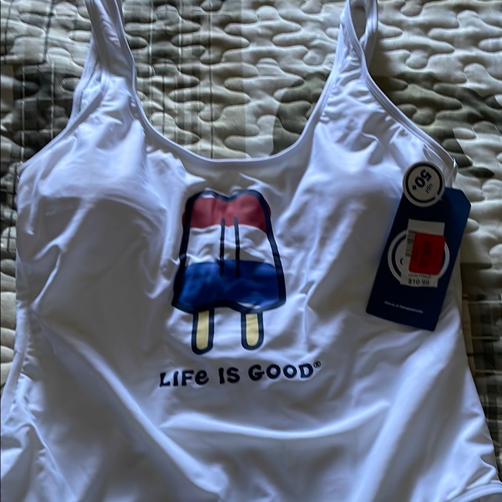 Life Is Good White Tank with Popsicle Design NWT size L